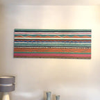 Collier Campbell Balcony Stripe Academy Fabrics Textile Wall Art – 1980s Painted Stripe Framed Panel