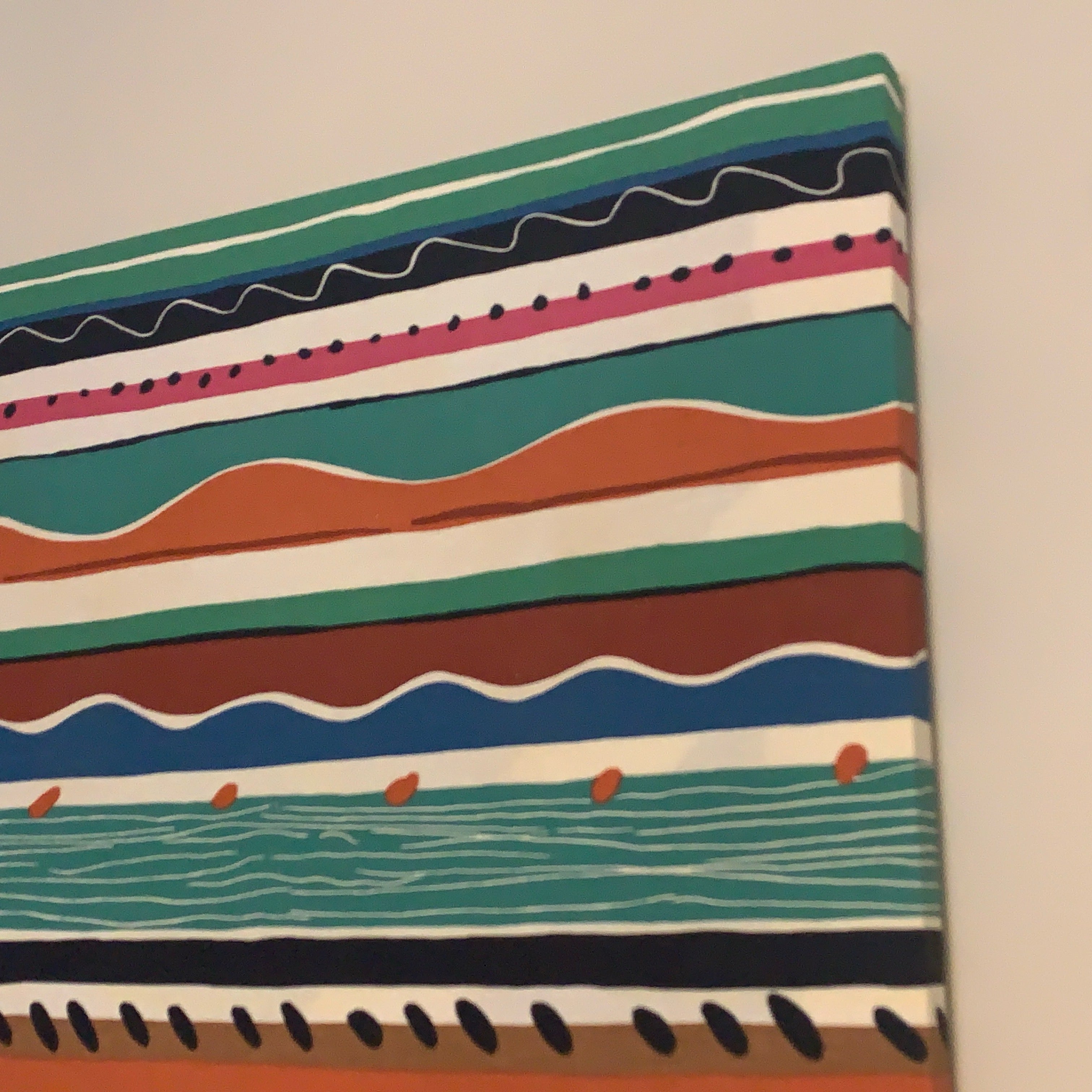 Collier Campbell Balcony Stripe Academy Fabrics Textile Wall Art – 1980s Painted Stripe Framed Panel
