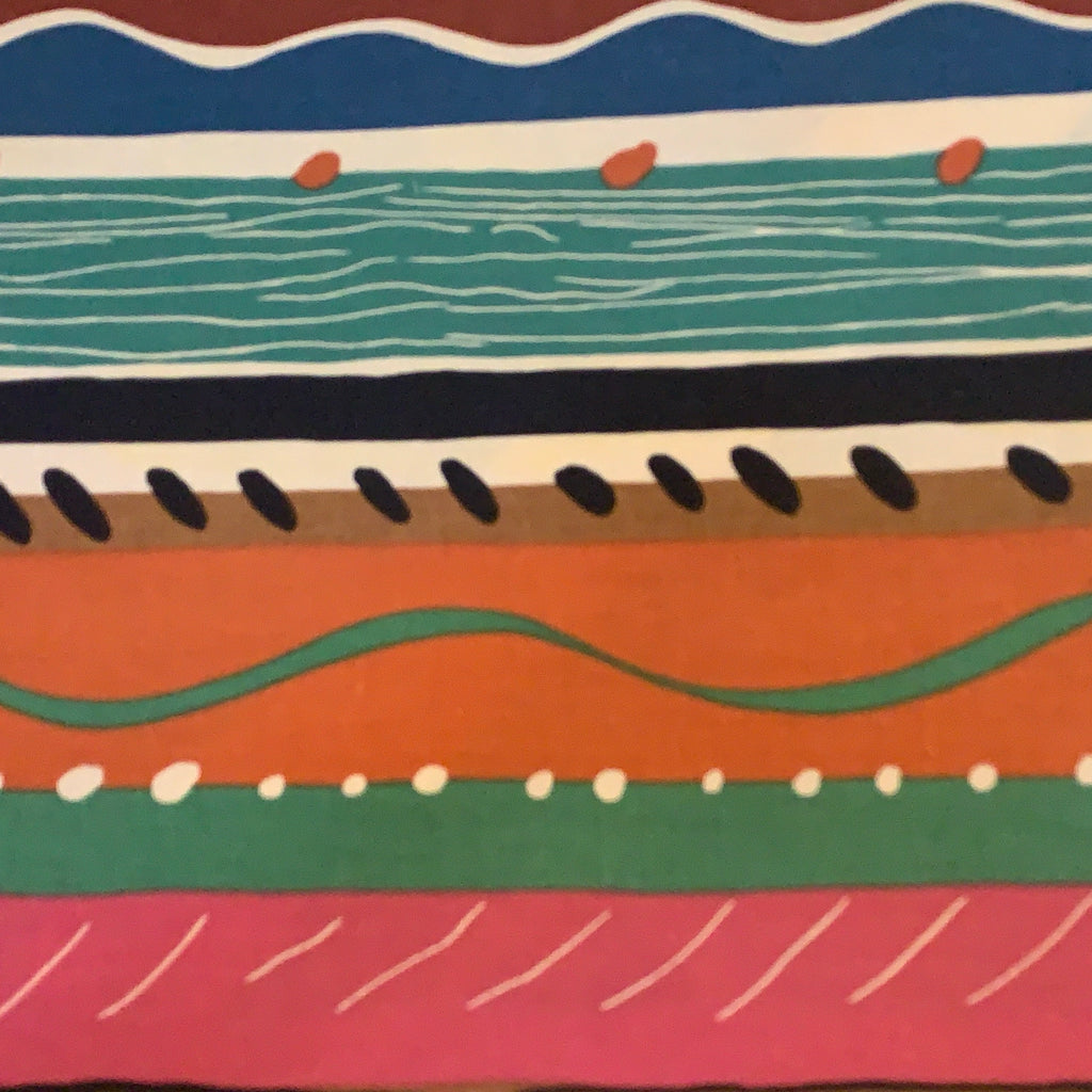 Collier Campbell Balcony Stripe Academy Fabrics Textile Wall Art – 1980s Painted Stripe Framed Panel