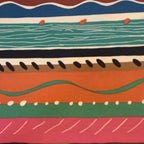 Collier Campbell Balcony Stripe Academy Fabrics Textile Wall Art – 1980s Painted Stripe Framed Panel