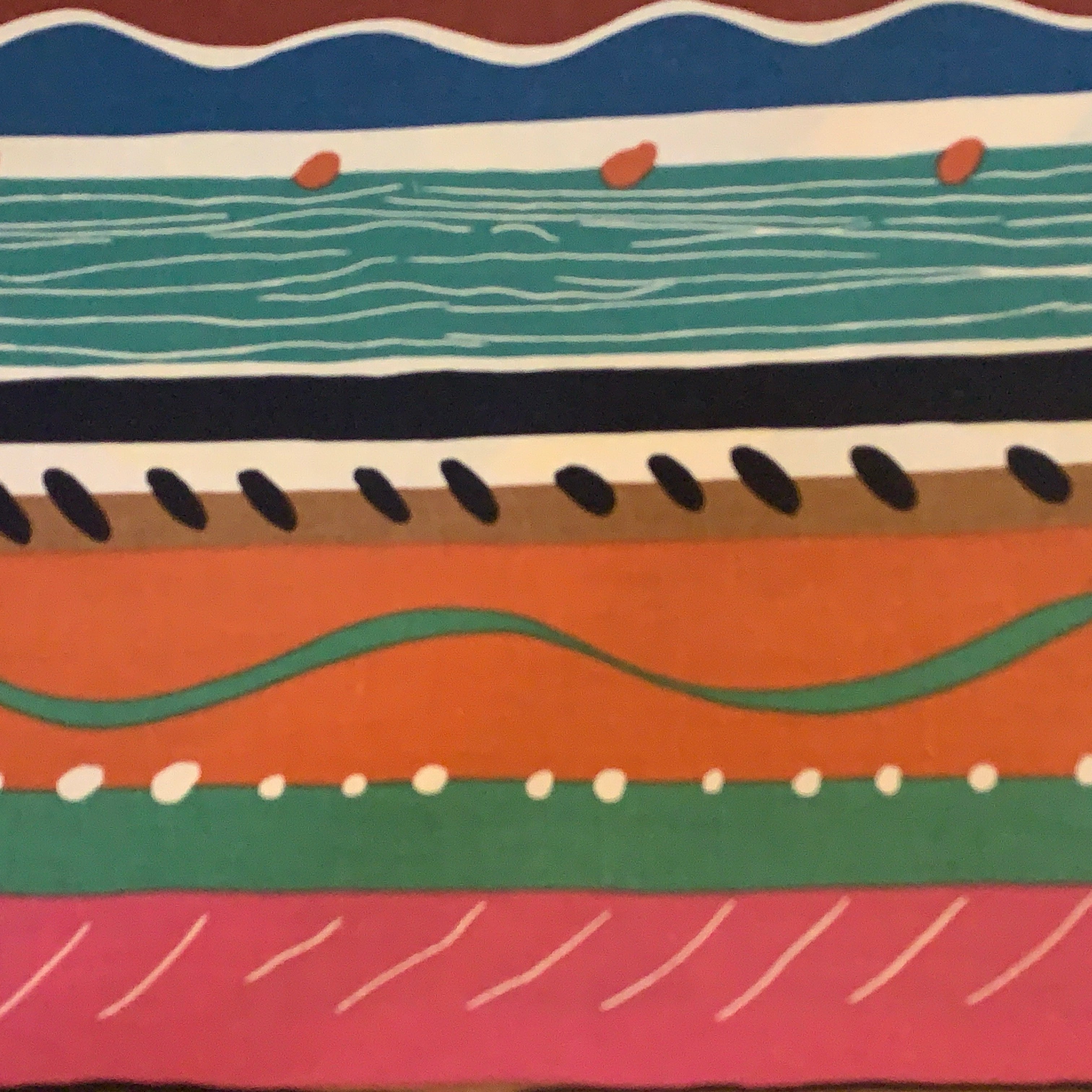 Collier Campbell Balcony Stripe Academy Fabrics Textile Wall Art – 1980s Painted Stripe Framed Panel