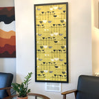 Marian Mahler Linear Flowers 1953 David Whitehead Textile Wall Art – Mid Century Modern Framed Panel