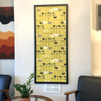 Marian Mahler Linear Flowers 1953 David Whitehead Textile Wall Art – Mid Century Modern Framed Panel