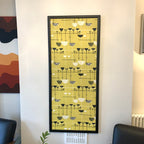 Marian Mahler Linear Flowers 1953 David Whitehead Textile Wall Art – Mid Century Modern Framed Panel