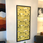 Marian Mahler Linear Flowers 1953 David Whitehead Textile Wall Art – Mid Century Modern Framed Panel