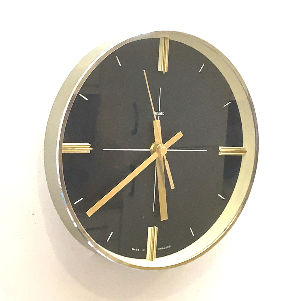 Metamec Model 898 Wall Clock, 1971, Midnight Blue, Gold Batons, Quartz, Made England