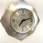 Anstey Wilson England Wall Clock, Scalloped Aluminium, Brass Bezel, 1960s, Automatic, Quartz