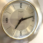 Anstey Wilson England Wall Clock, Scalloped Aluminium, Brass Bezel, 1960s, Automatic, Quartz