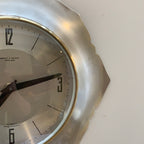 Anstey Wilson England Wall Clock, Scalloped Aluminium, Brass Bezel, 1960s, Automatic, Quartz