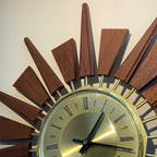 Anstey & Wilson Teak Sunburst Clock – 1960s Eames Era Wall Art