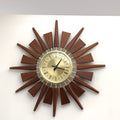 Anstey & Wilson Teak Sunburst Clock – 1960s Eames Era Wall Art