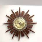 Anstey & Wilson Teak Sunburst Clock – 1960s Eames Era Wall Art