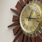 Anstey & Wilson Teak Sunburst Clock – 1960s Eames Era Wall Art