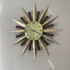 Metamec Sunburst Wall Clock, Model 5629 Brass Starburst 1970s Quartz 24 hour dial Reserved