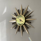 Metamec Sunburst Wall Clock, Model 5629 Brass Starburst 1970s Quartz 24 hour dial Reserved