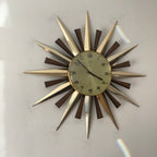 Metamec Sunburst Wall Clock, Model 5629 Brass Starburst 1970s Quartz 24 hour dial Reserved