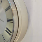 Vintage Metamec Wall Clock — Roman Numerals, Champagne Dial, Chrome Bezel, Cream Case, 1970s