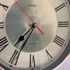 Vintage Metamec Wall Clock — Roman Numerals, Champagne Dial, Chrome Bezel, Cream Case, 1970s
