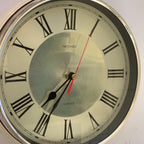 Vintage Metamec Wall Clock — Roman Numerals, Champagne Dial, Chrome Bezel, Cream Case, 1970s
