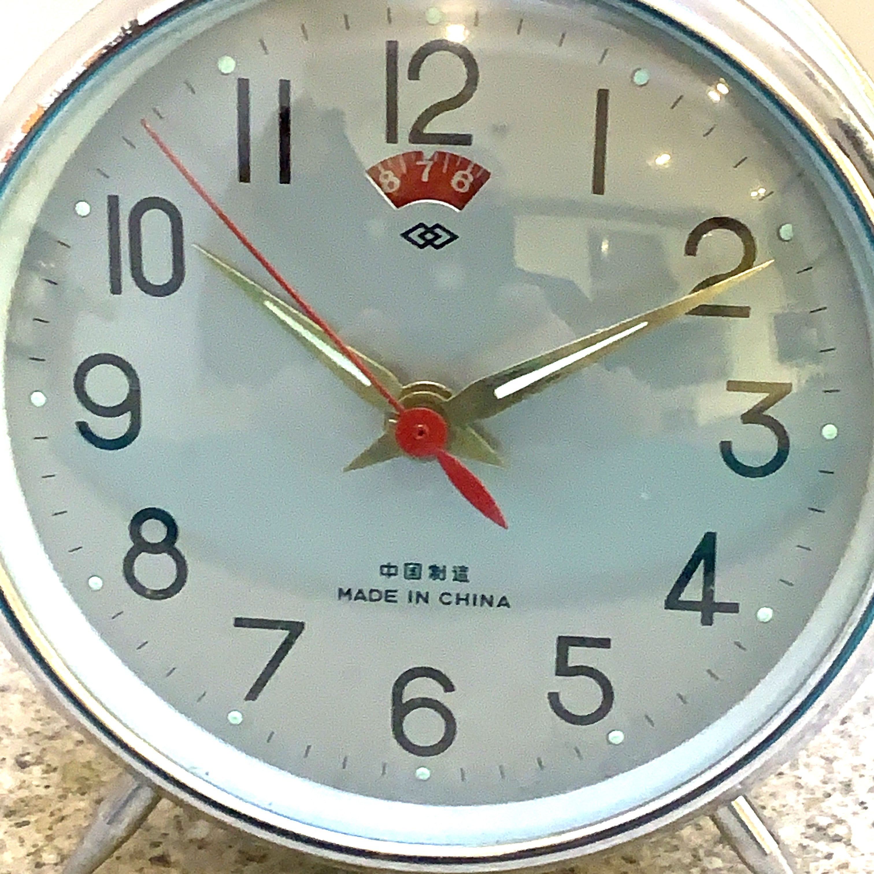Vintage Diamond Shanghai Alarm Clock — NOS, Boxed, Chrome Case, Mint Green, White Dial