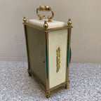 Vintage Junghans Ato-Mat Carriage Clock — Brass Case, Faux Marble Top, White Sides