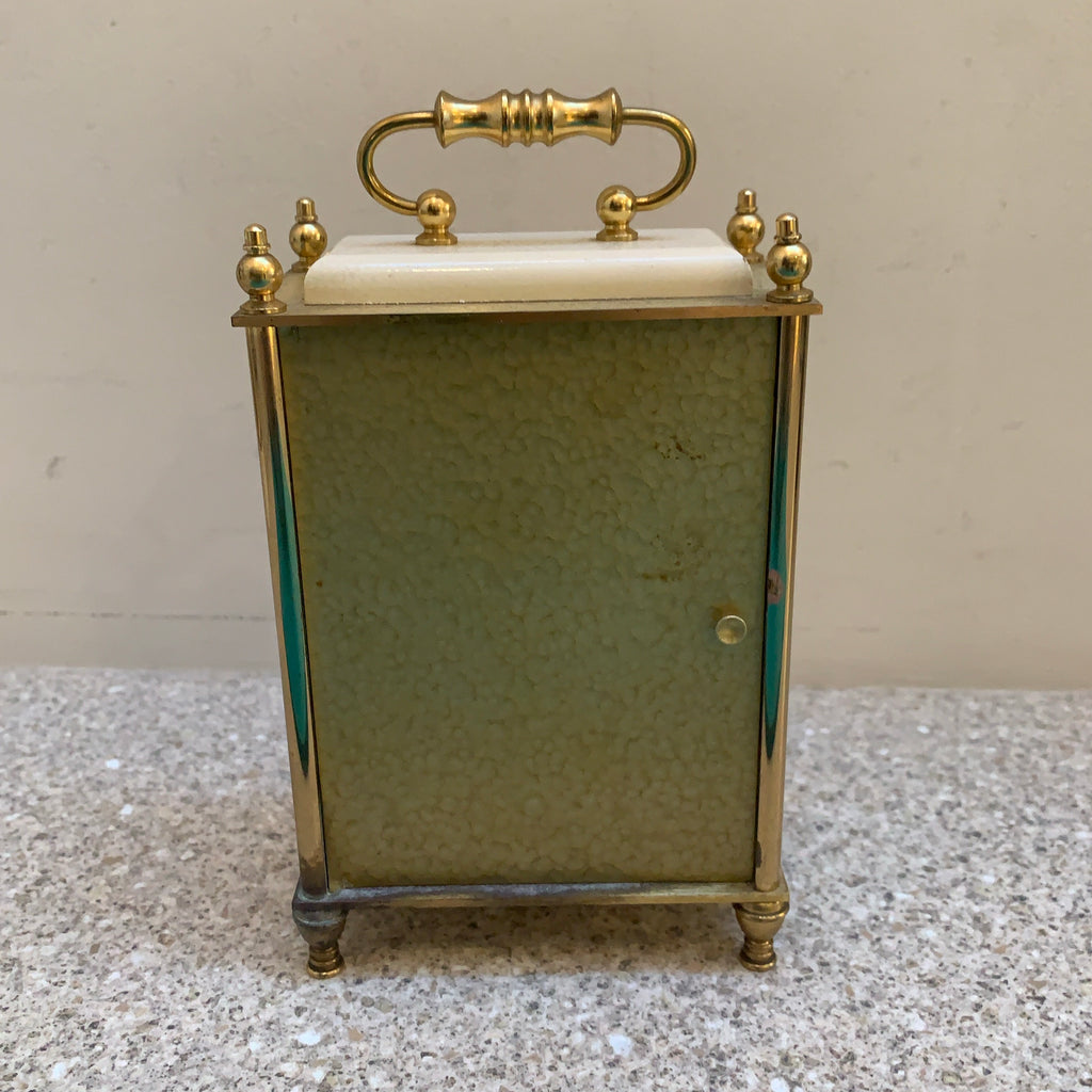 Vintage Junghans Ato-Mat Carriage Clock — Brass Case, Faux Marble Top, White Sides