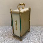 Vintage Junghans Ato-Mat Carriage Clock — Brass Case, Faux Marble Top, White Sides