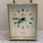 Vintage Junghans Quartz Desk Clock — Brushed Brass Case, Roman Numerals, West Germany