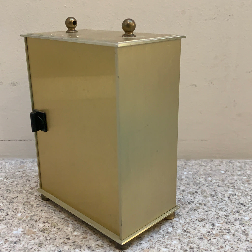 Vintage Junghans Quartz Desk Clock — Brushed Brass Case, Roman Numerals, West Germany