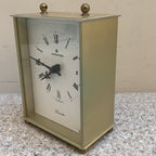 Vintage Junghans Quartz Desk Clock — Brushed Brass Case, Roman Numerals, West Germany