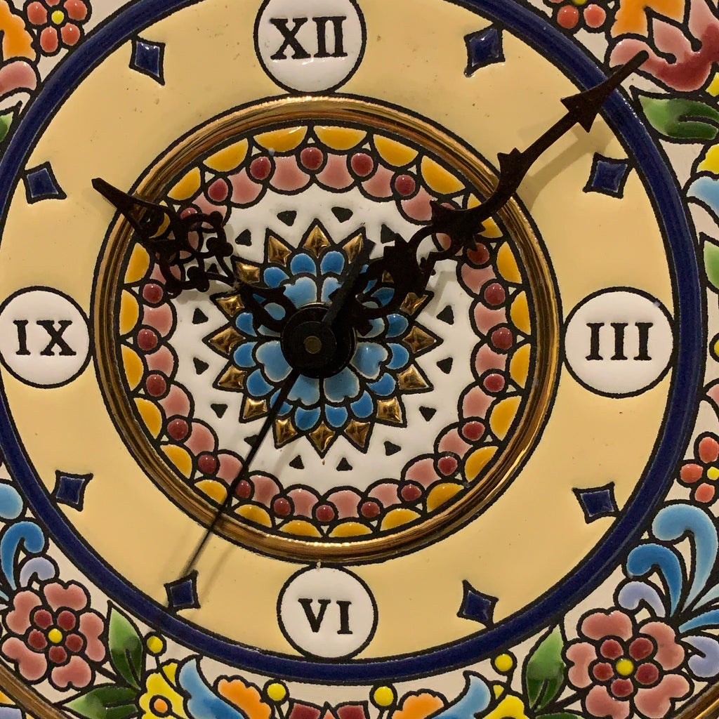 Cearco Spain Ceramic Wall Clock — Hand Painted 24K Gold Floral