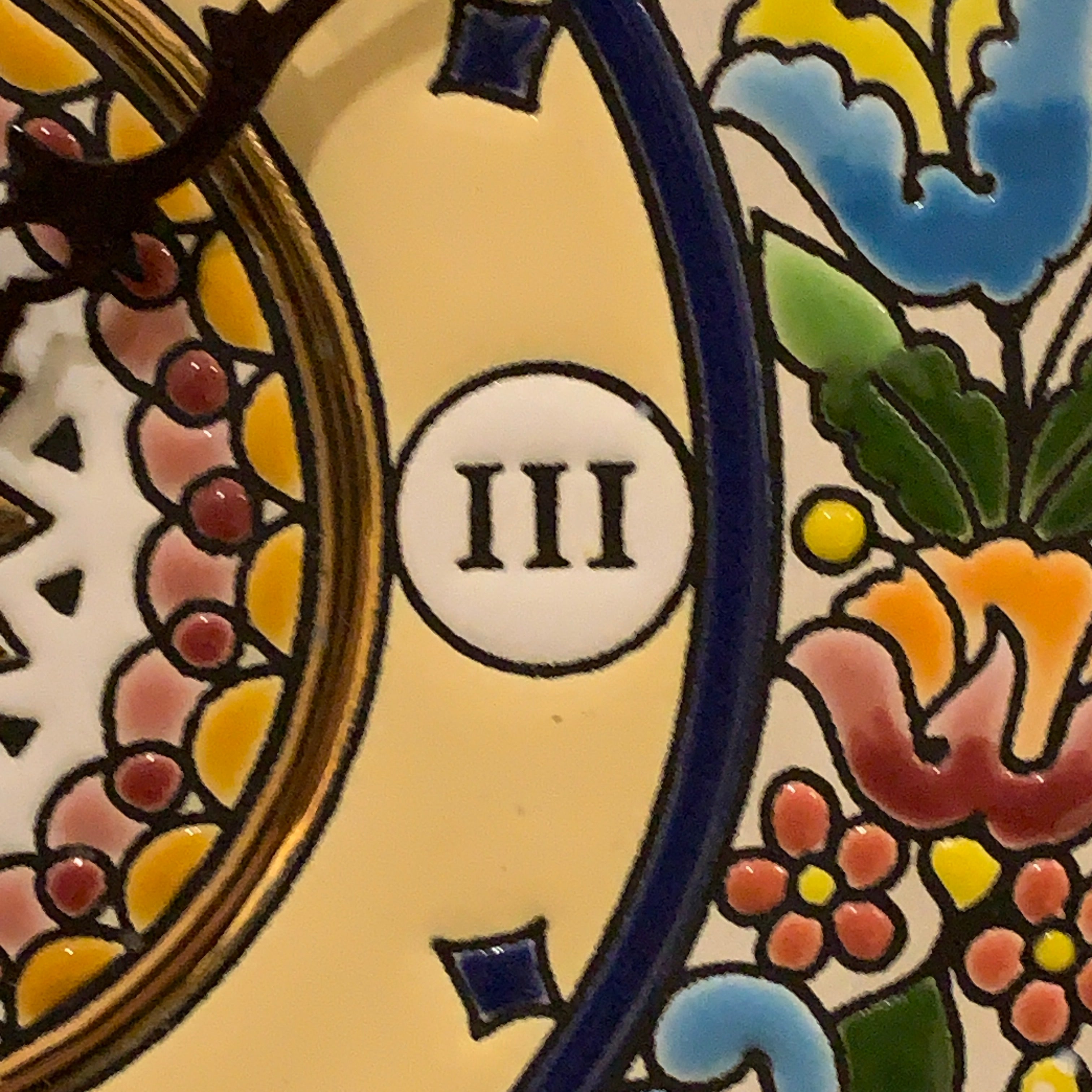 Cearco Spain Ceramic Wall Clock — Hand Painted 24K Gold Floral