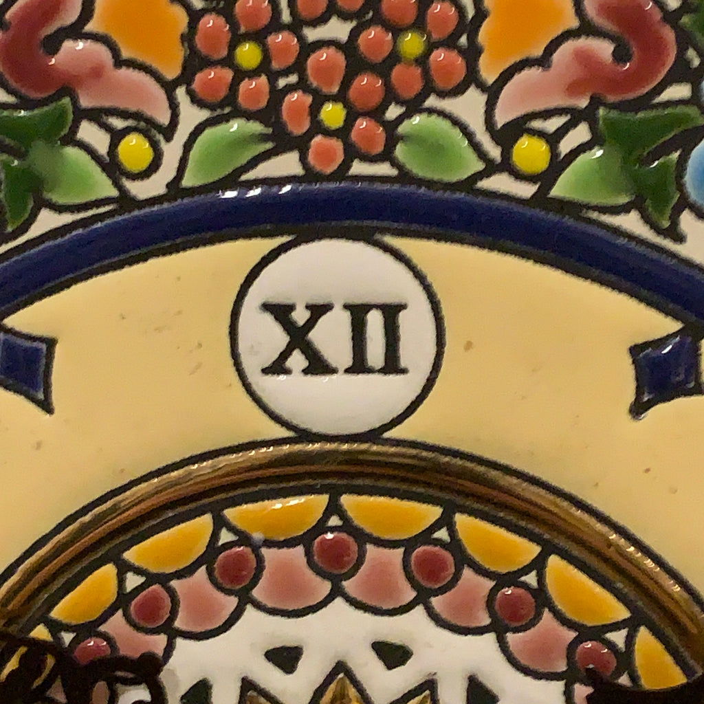 Cearco Spain Ceramic Wall Clock — Hand Painted 24K Gold Floral