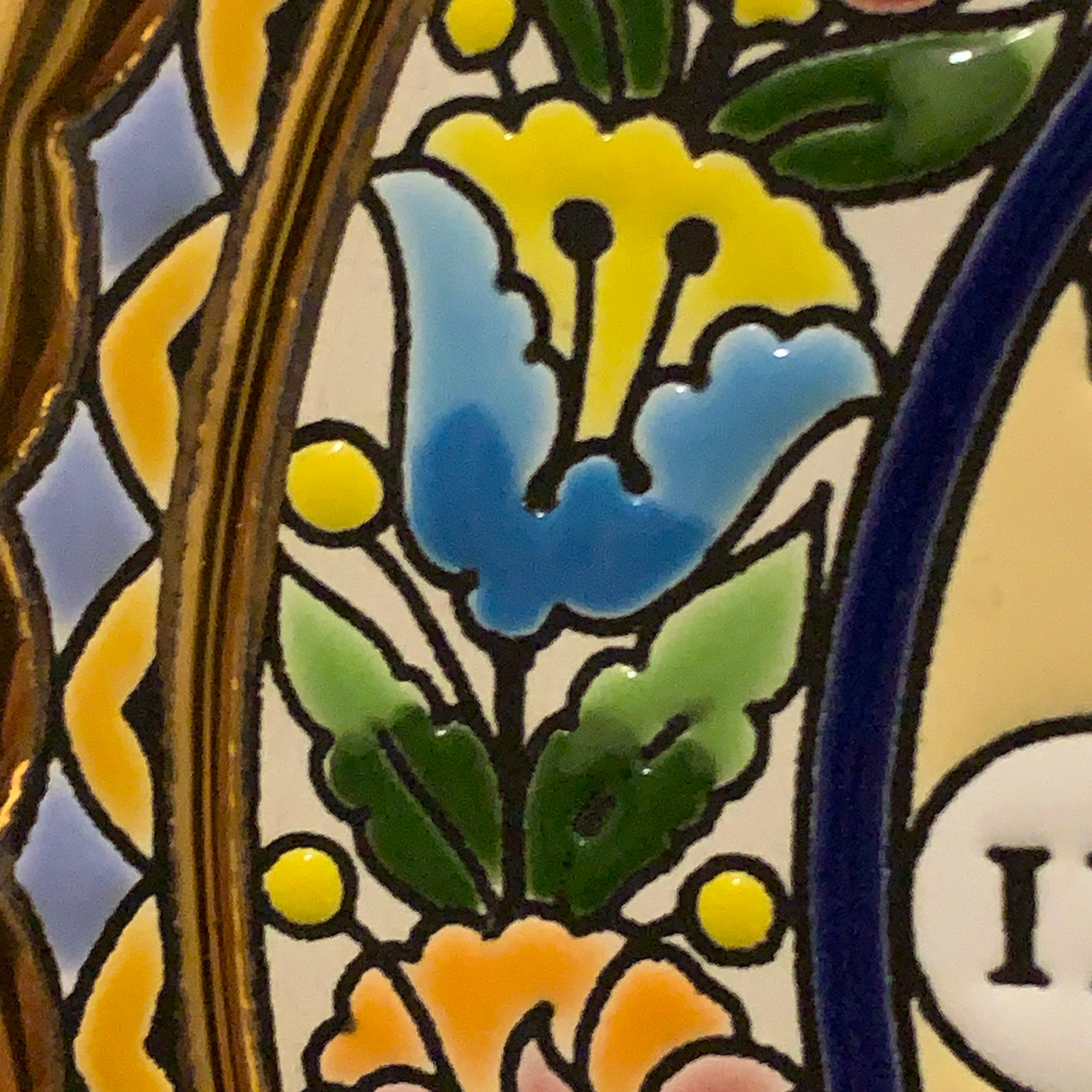 Cearco Spain Ceramic Wall Clock — Hand Painted 24K Gold Floral