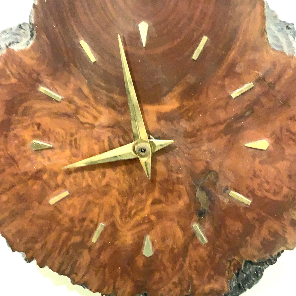 Mallee Root Burl Wood Wall Clock — Australian Souvenir, Natural Edge
