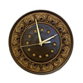 Jersey Pottery Wall Clock – 1970s Channel Islands Sgraffito Brown Ceramic Plate 10 Inch Quartz