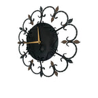 Junghans 1950s Wrought Iron Wall Clock – Scrollwork Brass Leaf Details Gold Hands 13.5 Inch Quartz
