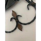 Junghans 1950s Wrought Iron Wall Clock – Scrollwork Brass Leaf Details Gold Hands 13.5 Inch Quartz