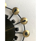 Junghans Atomic Age Wall Clock – 1950s German Wrought Iron Brass Dome Numerals 15 Inch