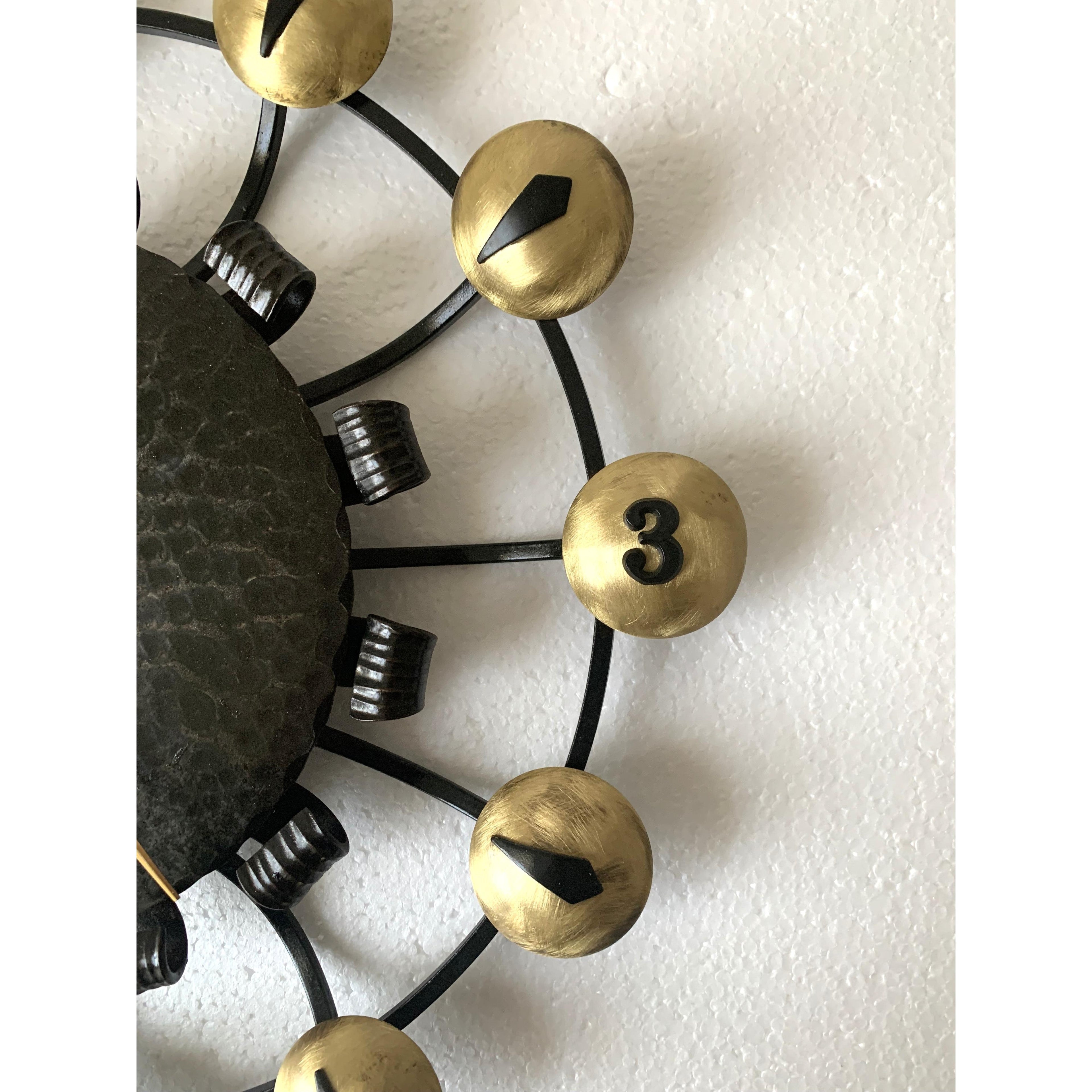 Junghans Atomic Age Wall Clock – 1950s German Wrought Iron Brass Dome Numerals 15 Inch
