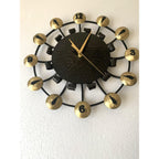 Junghans Atomic Age Wall Clock – 1950s German Wrought Iron Brass Dome Numerals 15 Inch
