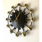 Junghans Atomic Age Wall Clock – 1950s German Wrought Iron Brass Dome Numerals 15 Inch