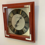 Junghans Wall Clock, Red Oak Case, Roman Numerals, German Quartz, 1970s–1980s, 11.25 Inch