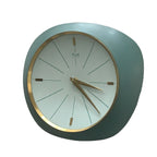 Kienzle Automatic Wall Clock, 1960s, Teal Turquoise, Solid Brass Bezel, Concave Dial, Germany