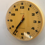 Kienzle Chronoquartz Wall Clock, 1970s, Mustard Yellow, Made in Germany, Original Movement