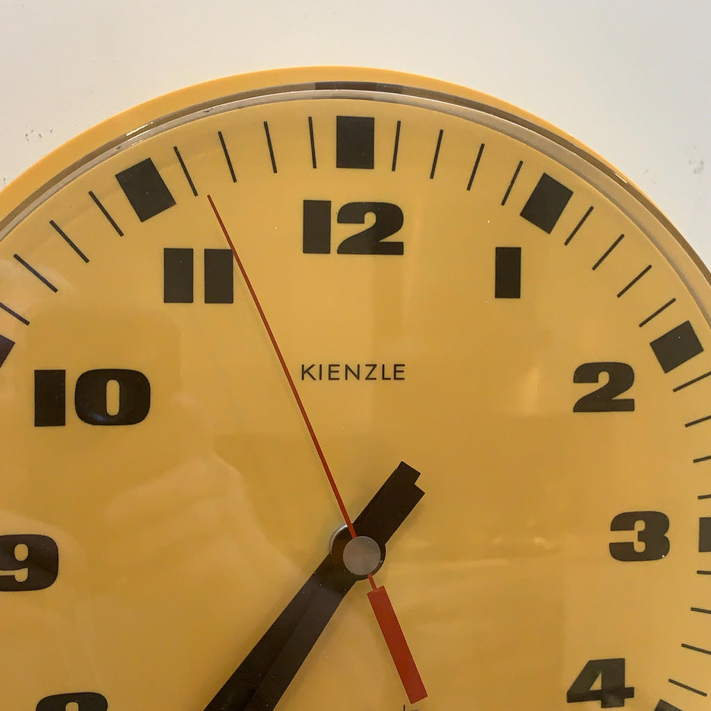 Kienzle Chronoquartz Wall Clock, 1970s, Mustard Yellow, Made in Germany, Original Movement