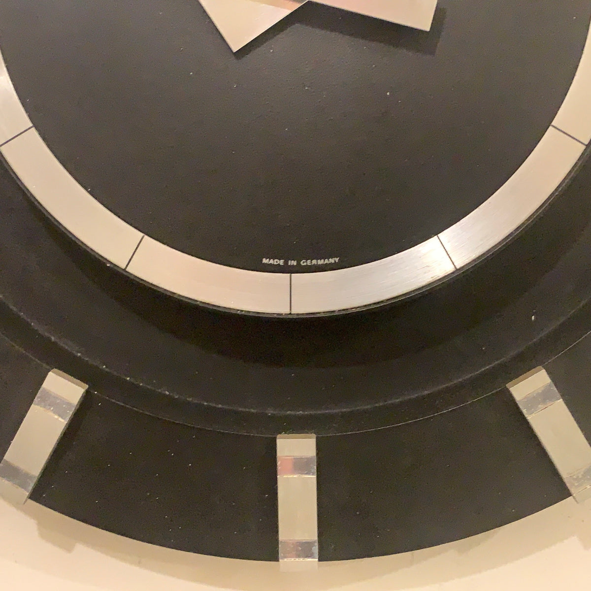Kienzle Design Wall Clock, 1970s West German Black & Brushed Aluminium, Original Quartz Movement, 30.5cm