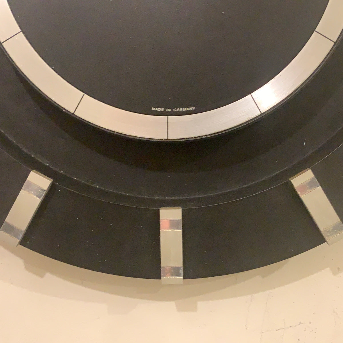 Kienzle Design Wall Clock, 1970s West German Black & Brushed Aluminium, Original Quartz Movement, 30.5cm