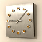 Kienzle Design Wall Clock – 1970s West German Brushed Aluminium Orange Dot Markers Original Quartz