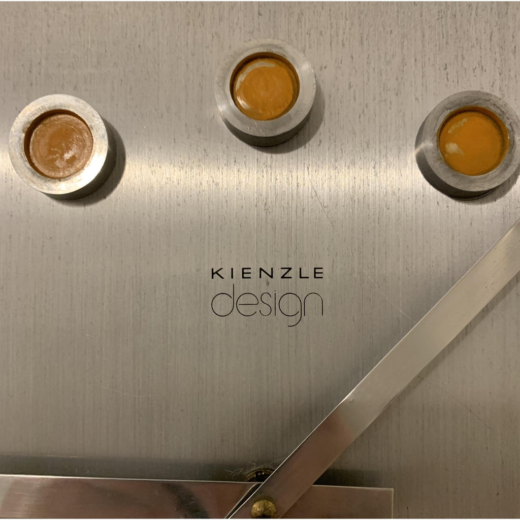 Kienzle Design Wall Clock – 1970s West German Brushed Aluminium Orange Dot Markers Original Quartz